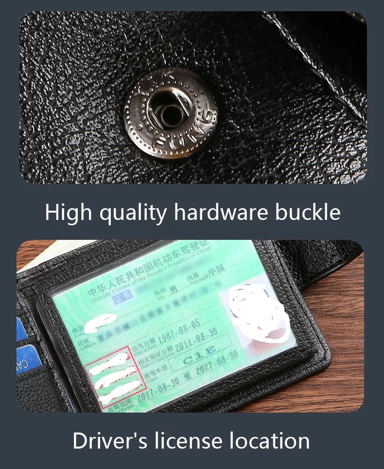 Vintage Wallet for Men Leather Short Hasp Man Wallets Casual Durable Coin Pouch Male Slim Photo ID Card Holders Purse Money Clip