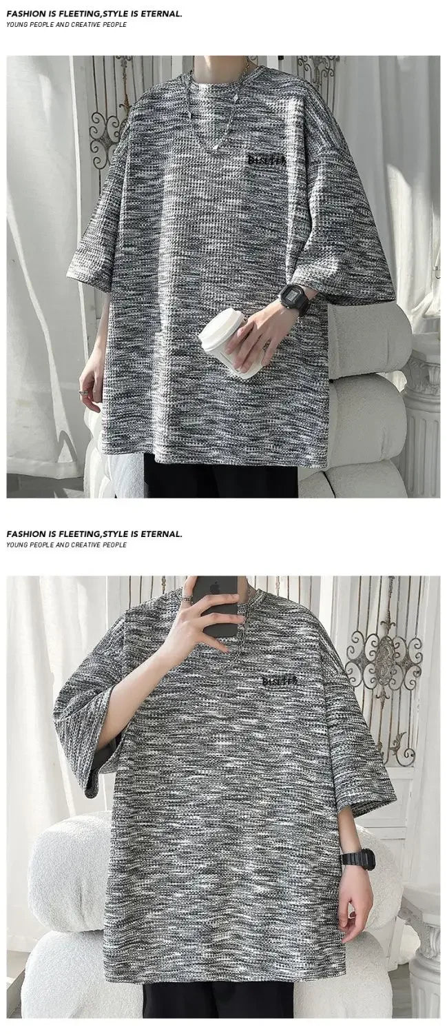 Tie-dyed Short-sleeved T-shirt Men's Summer Trendy Brand Retro Loose Large-size Top Trendy Round Neck Half-sleeved
