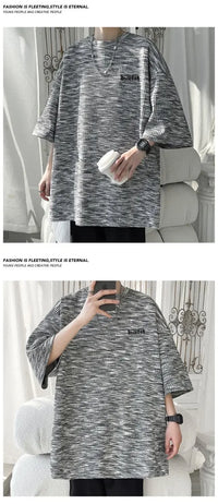 Tie-dyed Short-sleeved T-shirt Men's Summer Trendy Brand Retro Loose Large-size Top Trendy Round Neck Half-sleeved