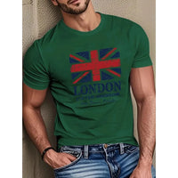 Men's pure cotton T-shirt trendy retro pattern print embellishment T-shirt casual street decoration T-shirt