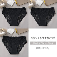 3PCS/Set Luxury Floral Embroidery Lace Panties Women's Briefs Breathable Underwear