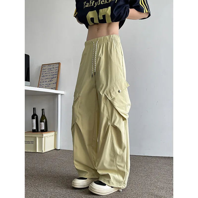 2026 Trendy Retro Wide-Leg Cargo Pants for Men- High Waist Utility Streetwear, Comfortable & Stylish Casual Fashion Pants M-8XL